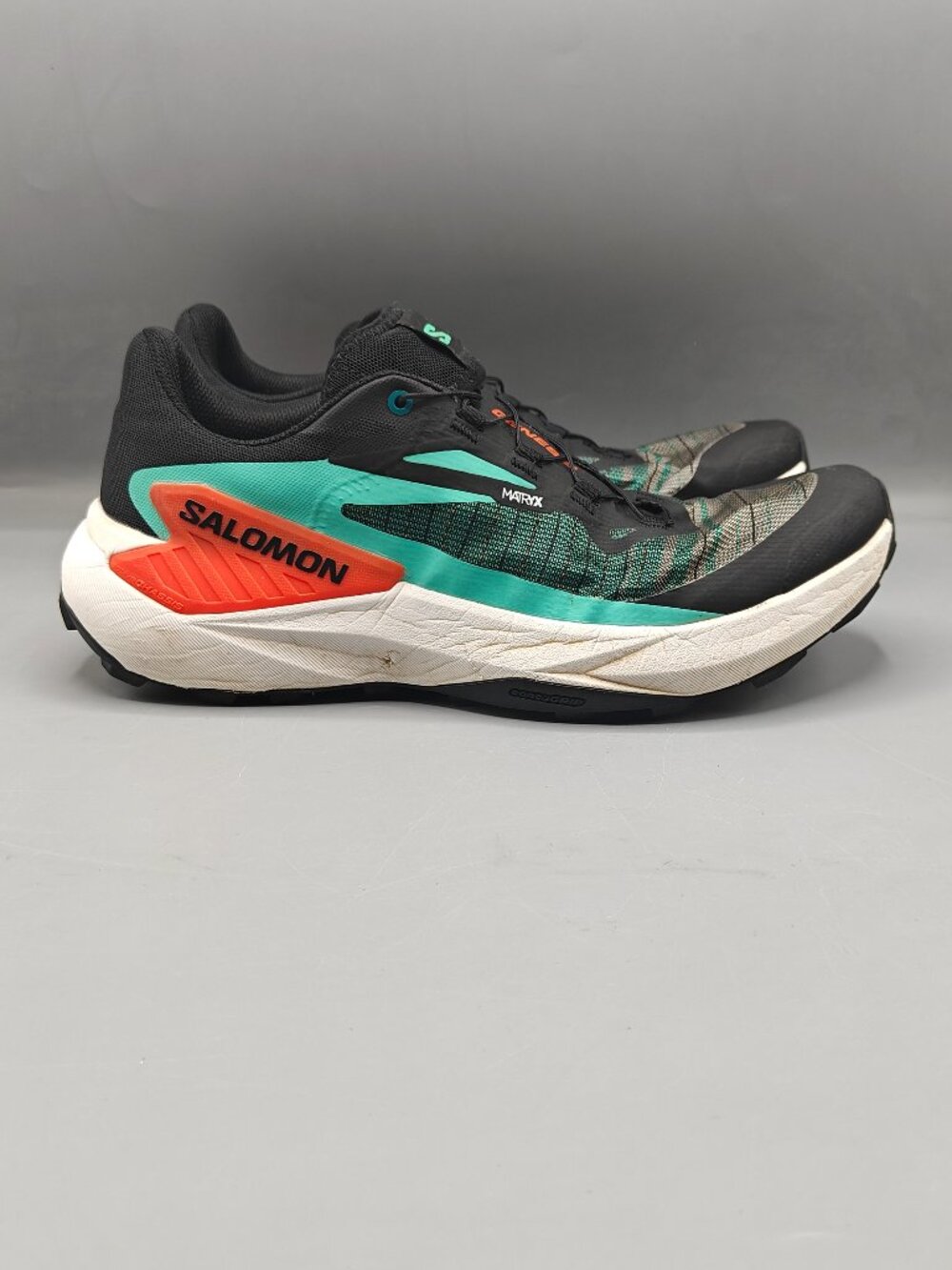 Salomon Genesis Trail Running Shoes Men's Size9.5 Black/green/orange pre-Owned